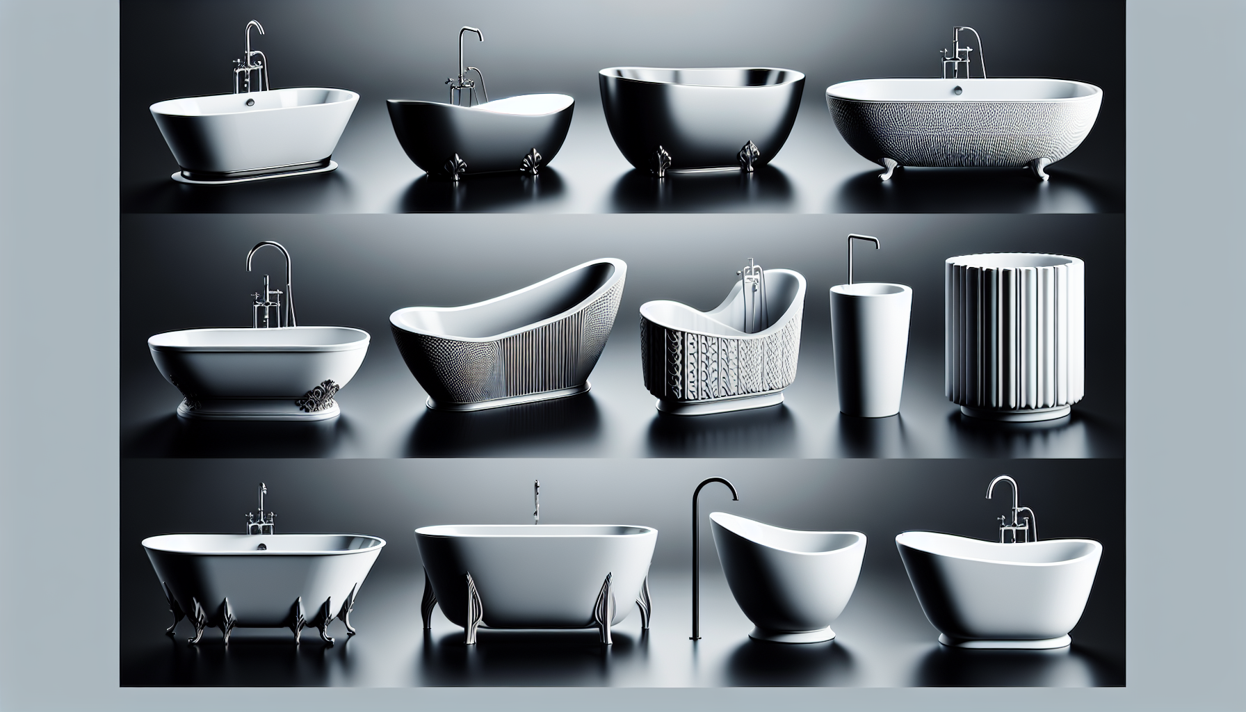 Verschiedene innovative Designs und Formen von freistehenden Badewannen