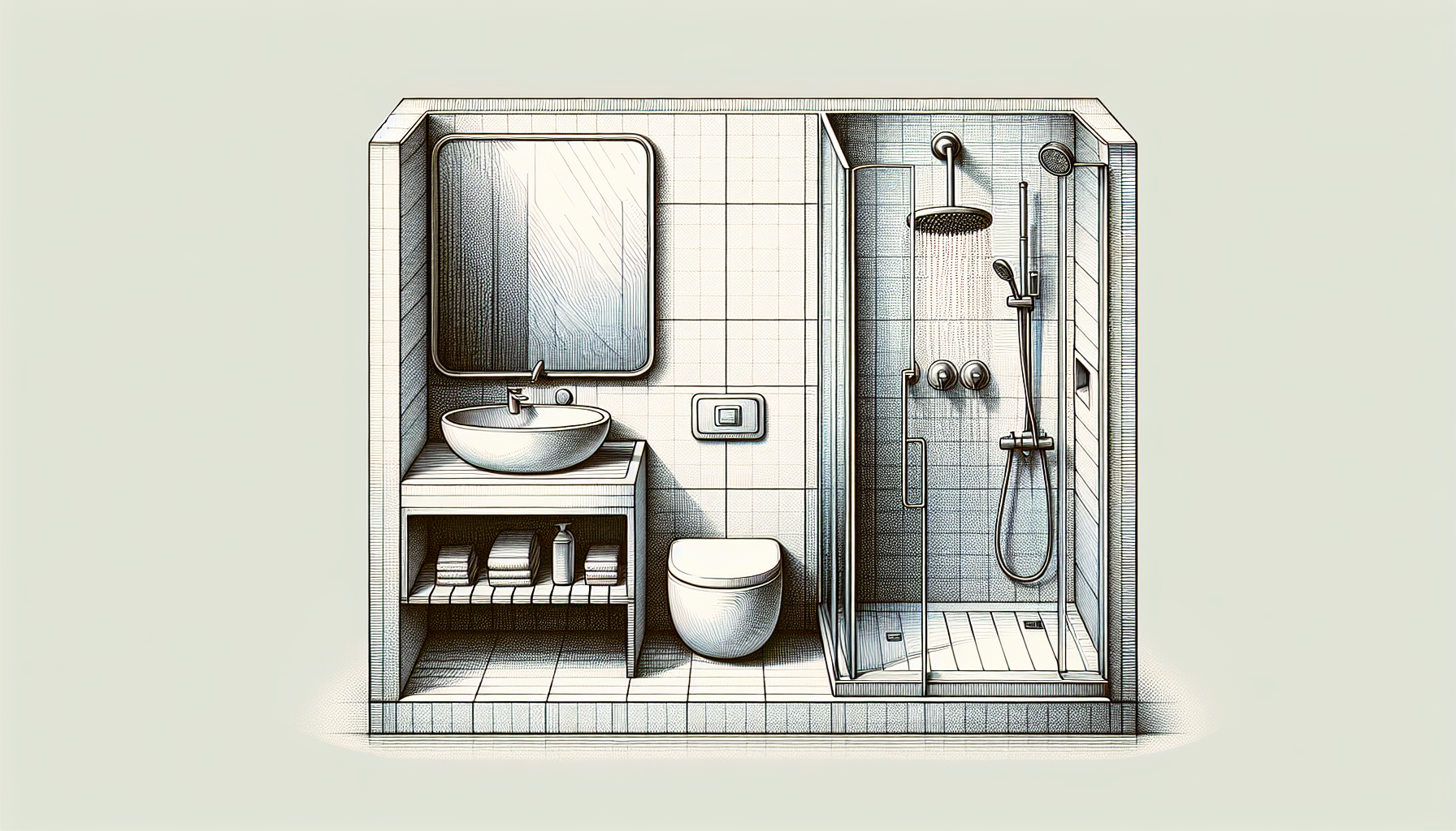 Kompaktwaschbecken und begehbare Dusche für platzsparende Lösungen im Badezimmer