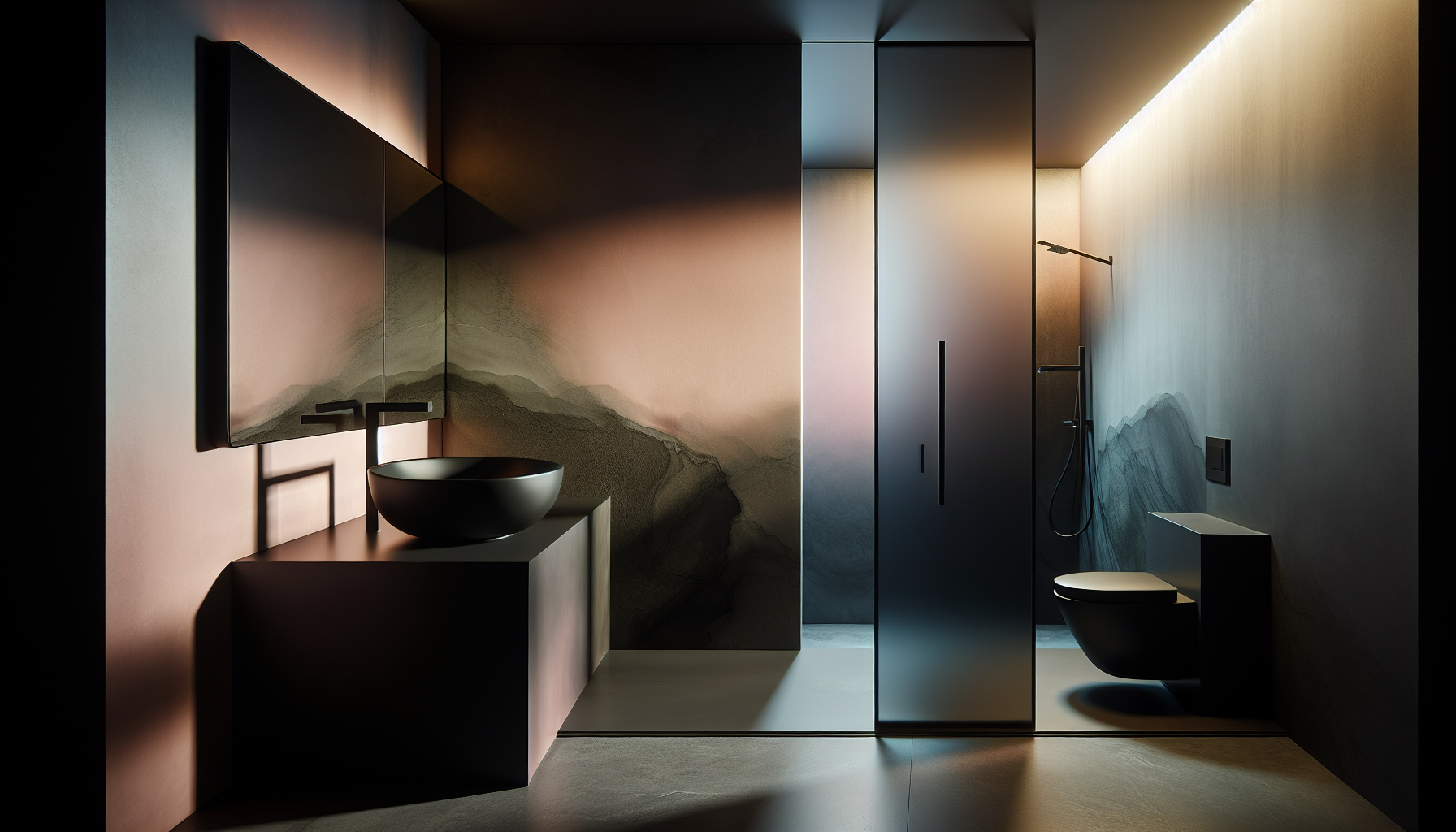Moderne Badezimmer mit matten Oberflächen und Unifarben, passend zum Trend 1