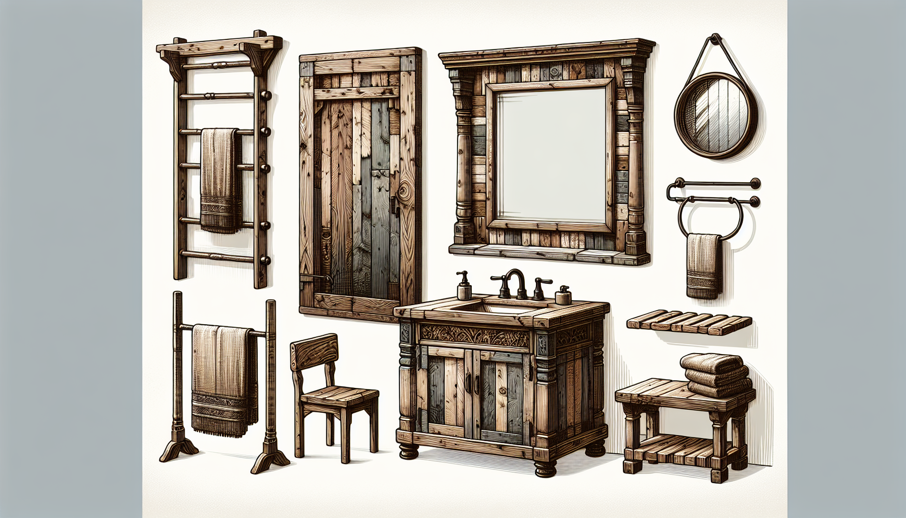 Rustikale Badmöbel aus Holz in verschiedenen Designs