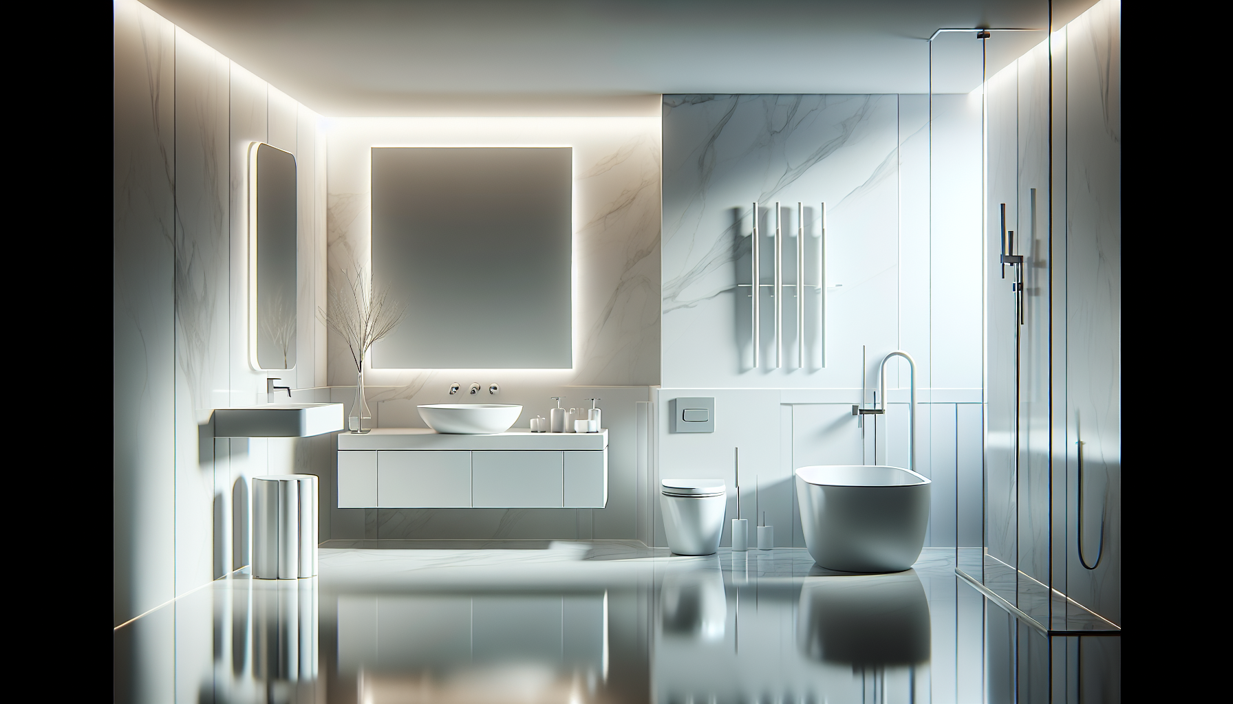 Weiße Badmöbel in modernem Badezimmer