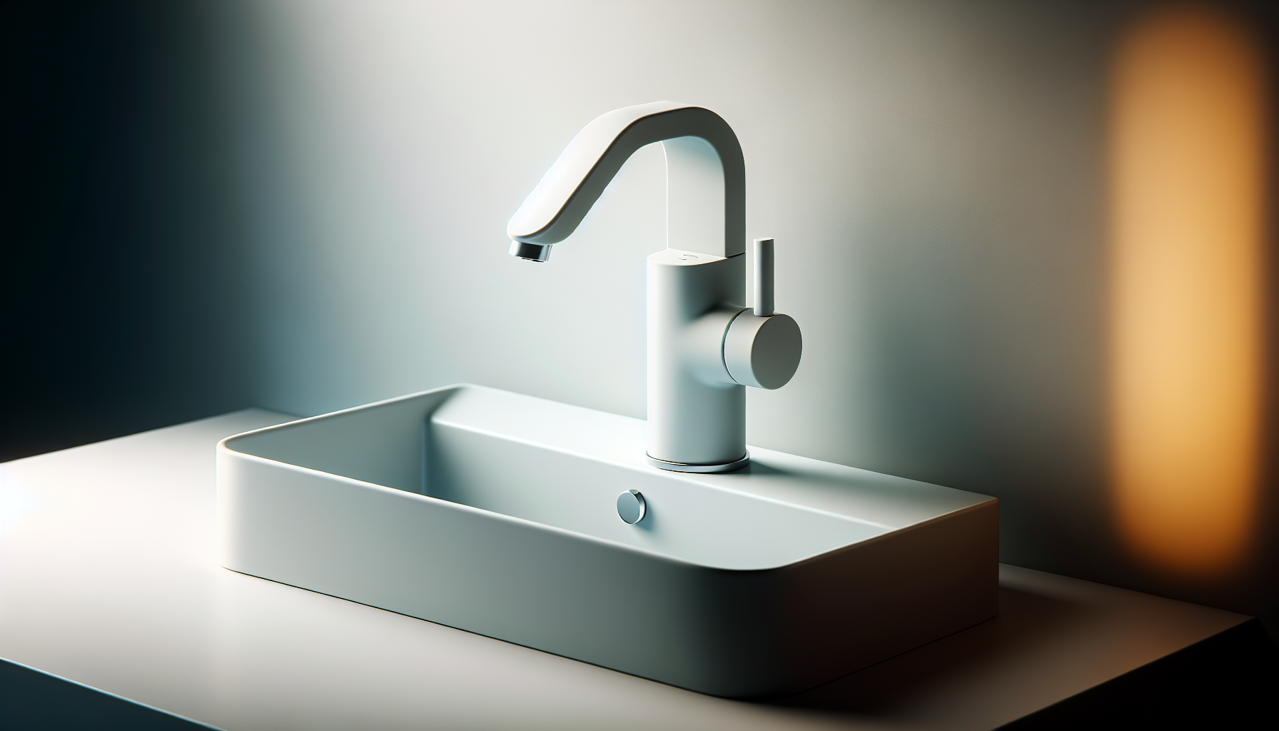 Minimalistisches Design einer weißen Waschtischarmatur mit ergonomischer Bedienung