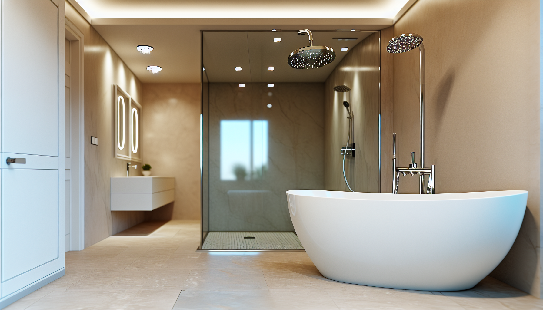 Elegante Badewanne und Dusche mit stilvollen Armaturen