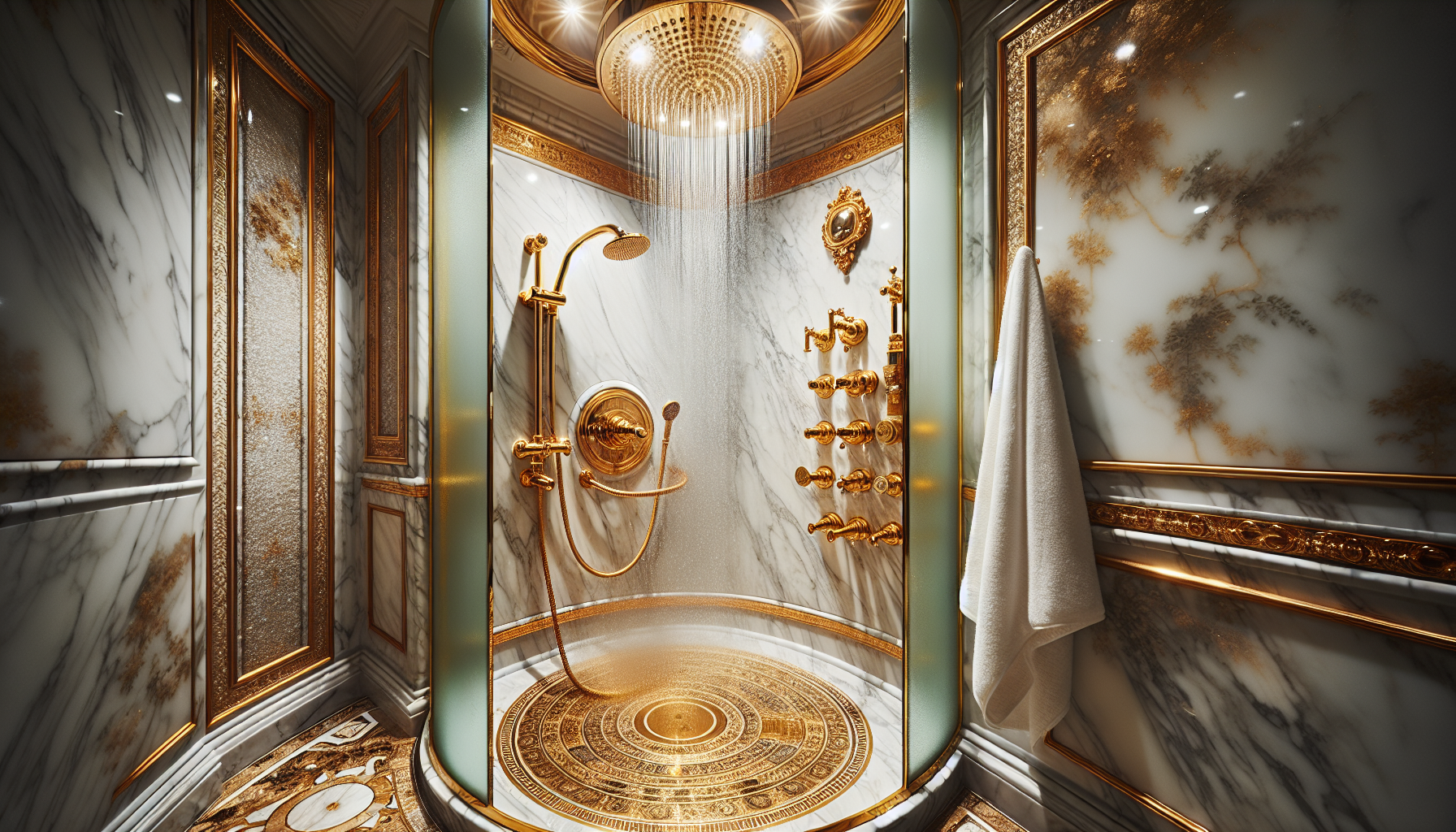 Luxuriöse Dusche und hochwertige Armaturen für ein exquisites Badeerlebnis