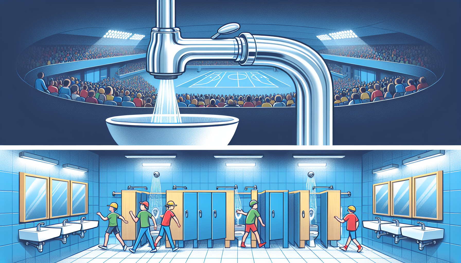 Effiziente wassersparende Wasserhähne in öffentlichen Einrichtungen