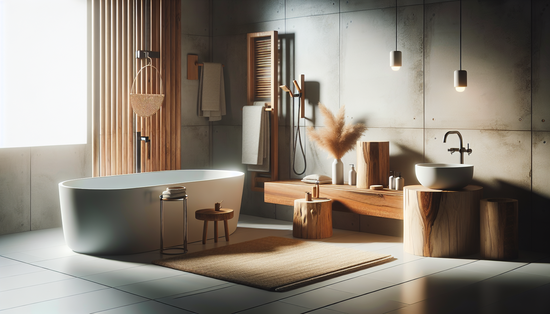 Natürliche Holzaccessoires im Badezimmer für ein harmonisches Ambiente