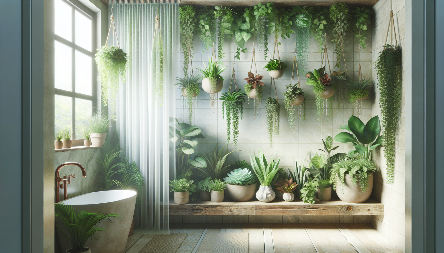 Pflanzen als Wanddeko im Badezimmer