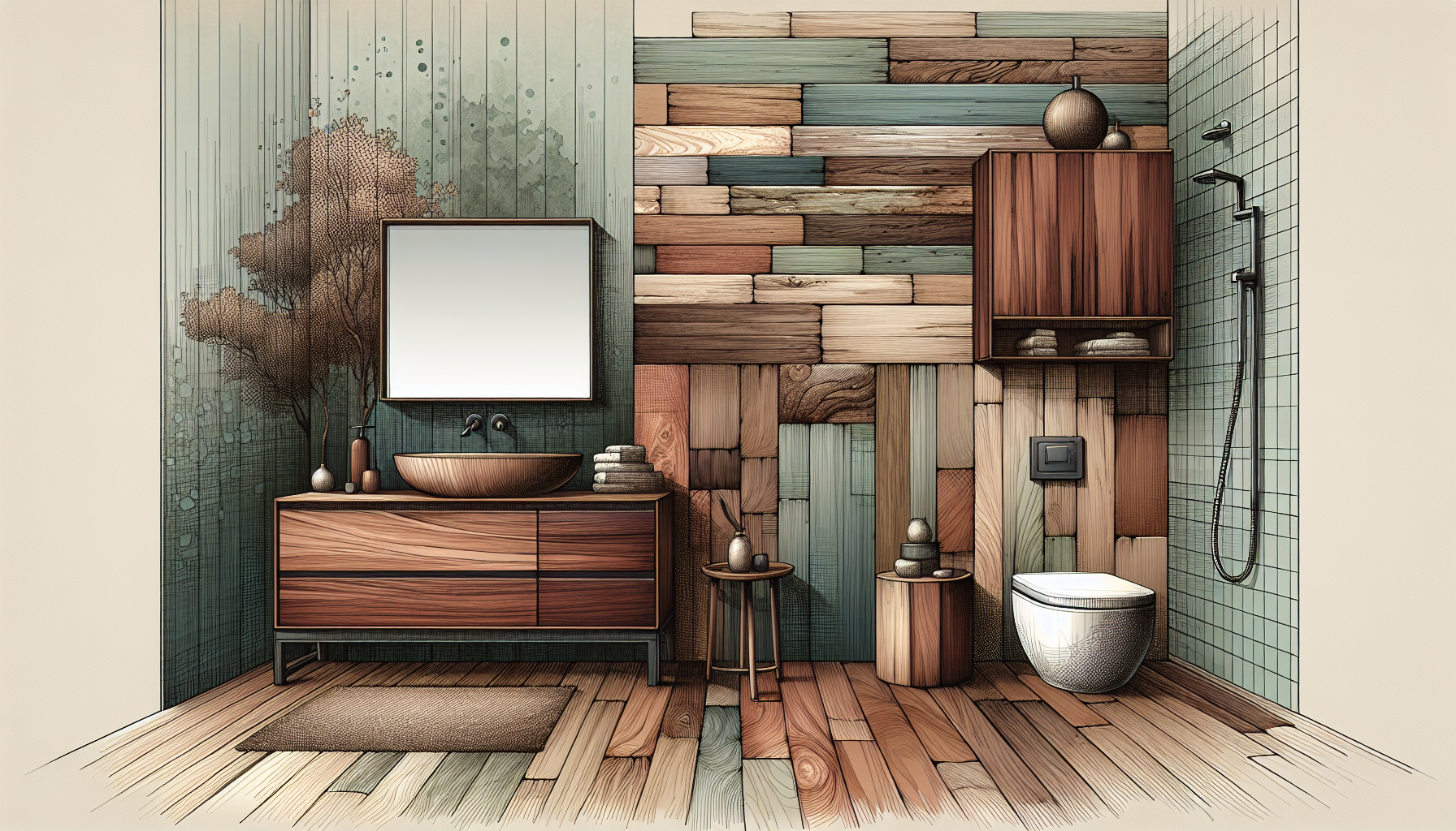 Badmöbel mit Holzoptik für Wärme und Natürlichkeit, passend zum Trend 2