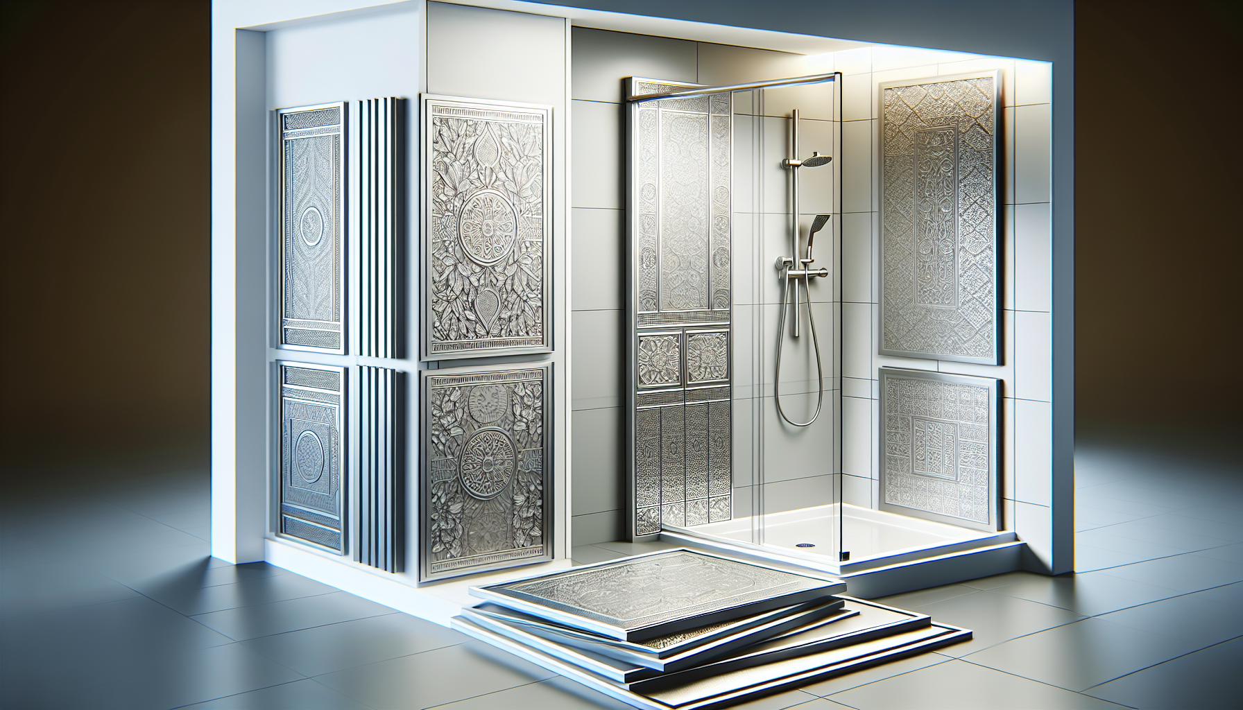 Praktische Lösungen wie Alu-Verbundplatten und Dekorplatten für den Duschbereich