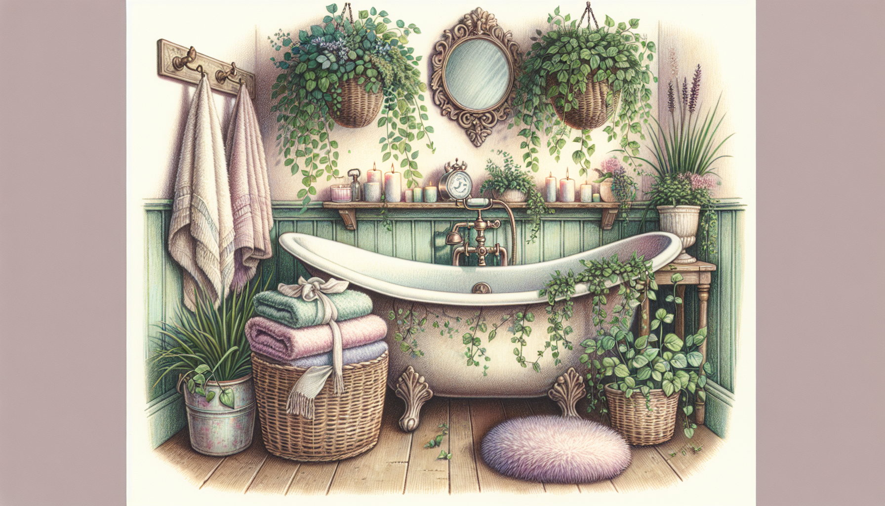 Pflanzen und Dekoration für ein wohnliches Badezimmer
