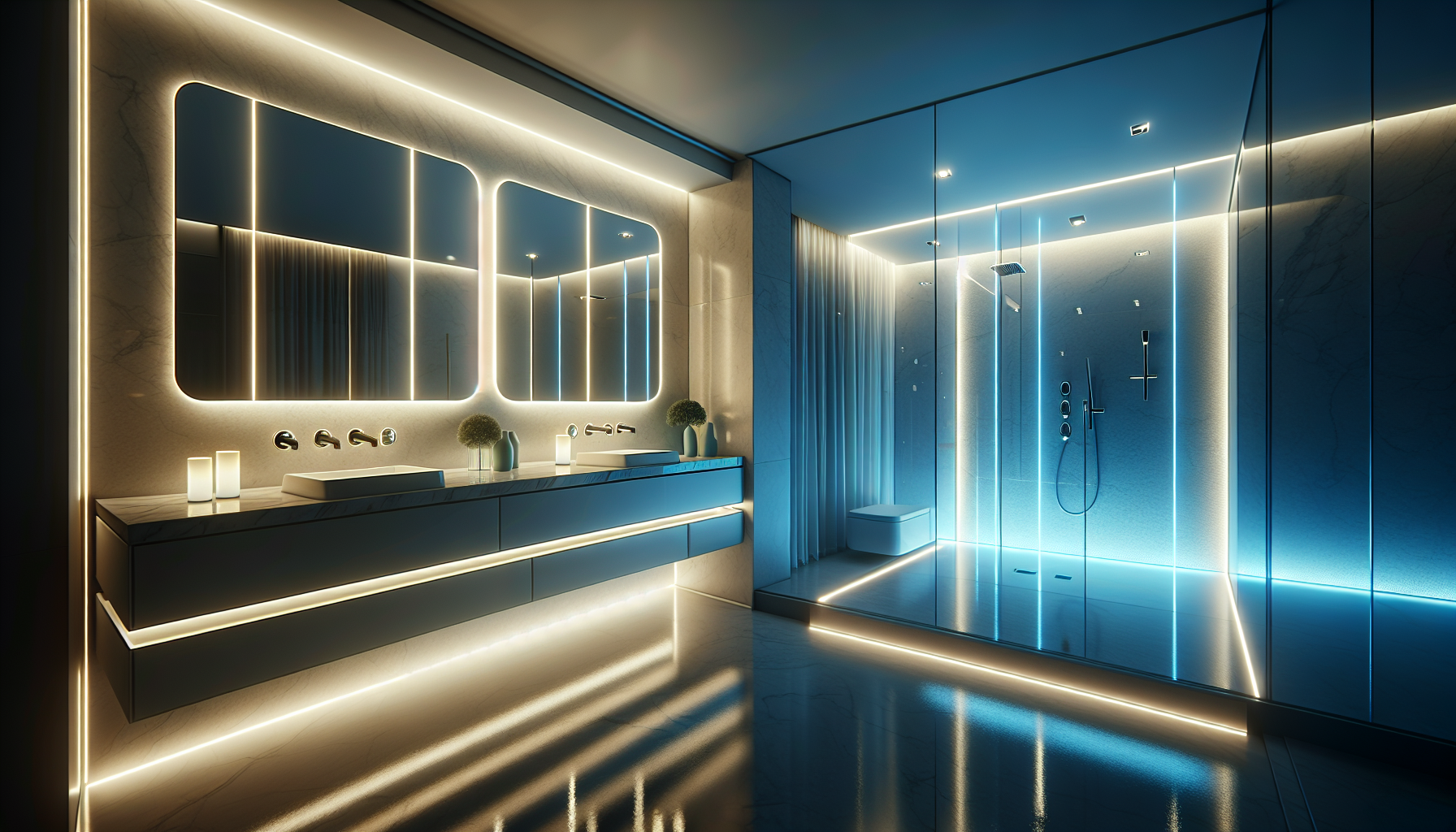 Stimmungsvolle LED-Beleuchtung im Badezimmer