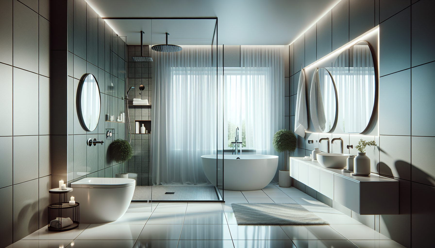 Realistische 3D-Ansicht eines geplanten Badezimmers