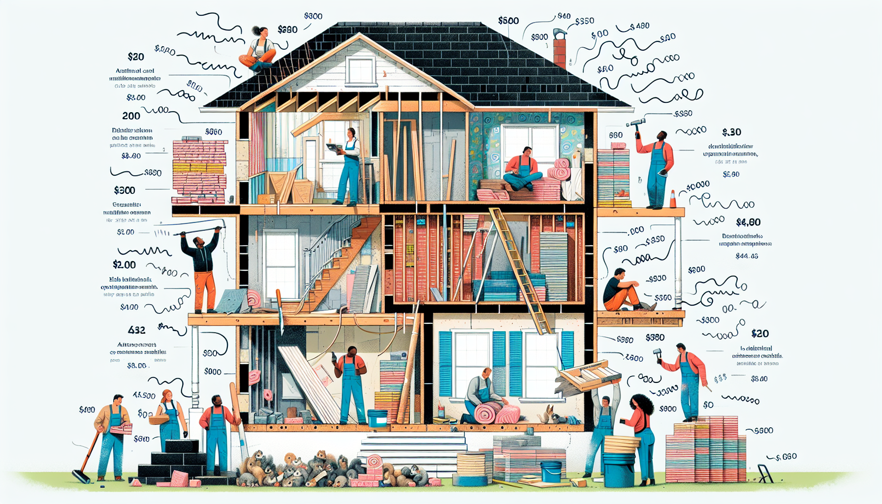 Illustration von Hausrenovierungskosten