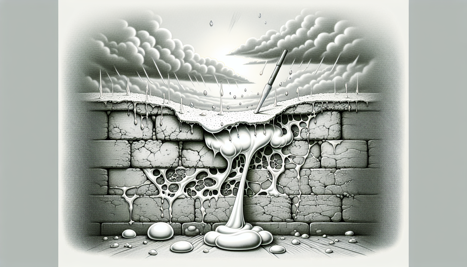 Illustration von Rissabdichtung mit PU-Schaum zur Vorbeugung von Feuchtigkeitsschäden