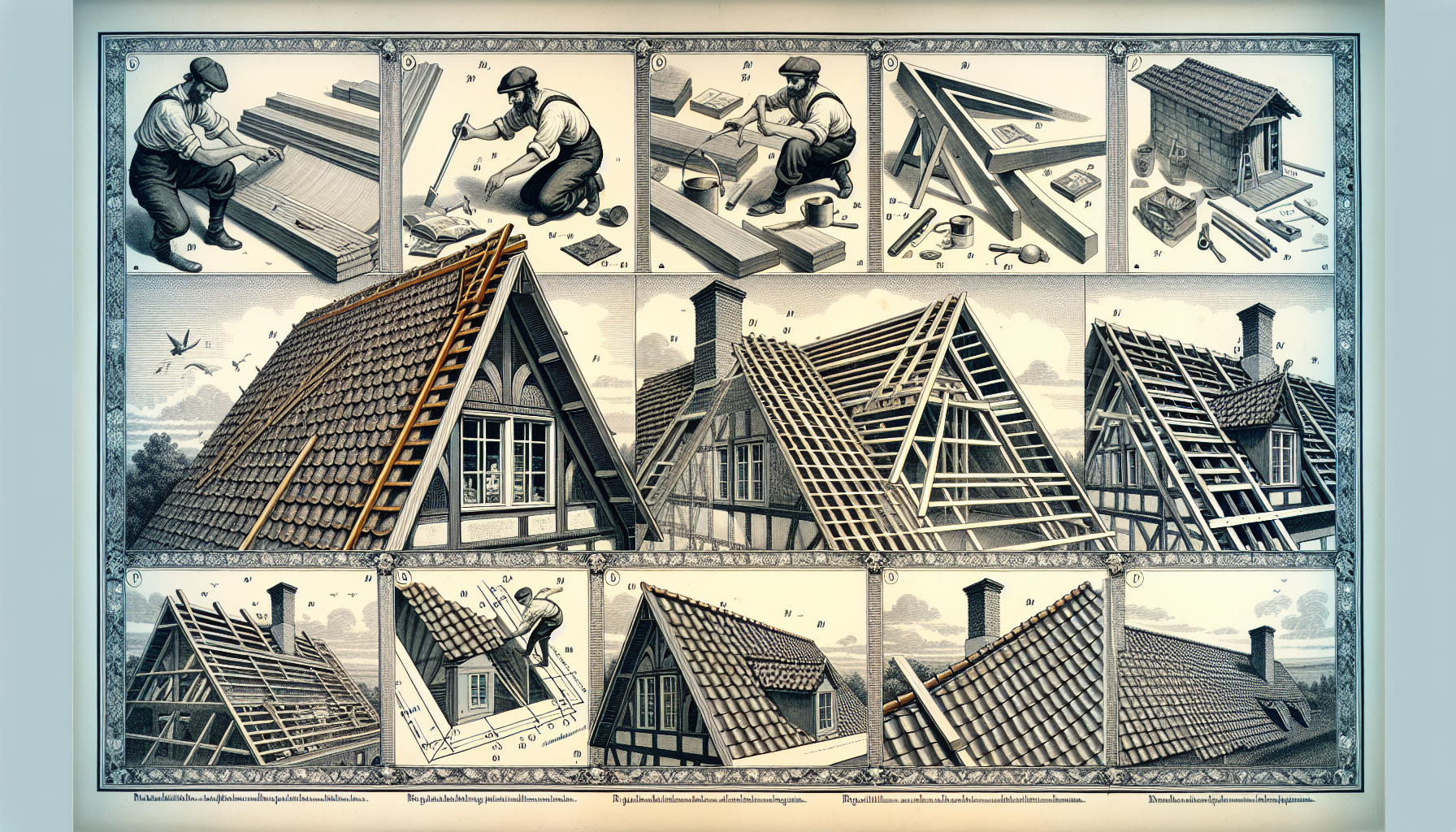 Illustration des Ablaufs beim Einbau einer Dachgaube