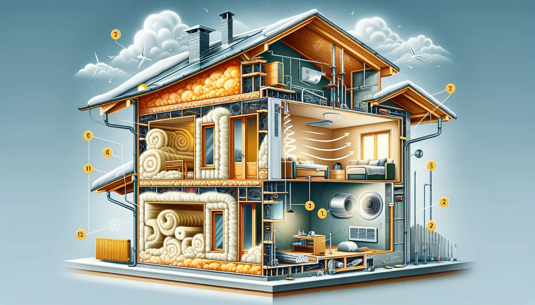 Illustration von absetzbaren Maßnahmen bei energetischer Sanierung