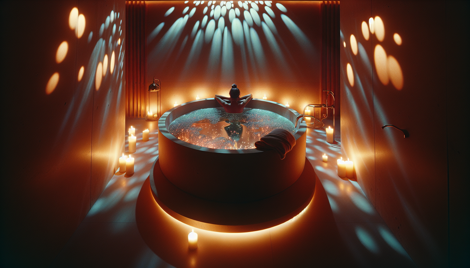 Entspannendes Bad in einer runden Badewanne