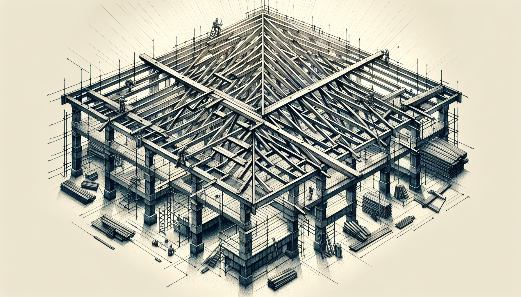 Illustration einer verstärkten Dachkonstruktion für ein Flachdach