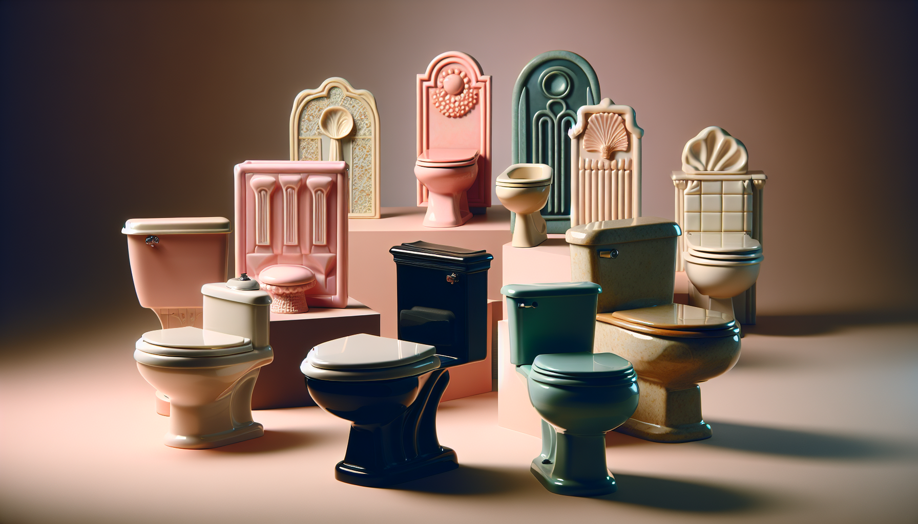 Formen, Farben und Materialien von Retro-Toiletten