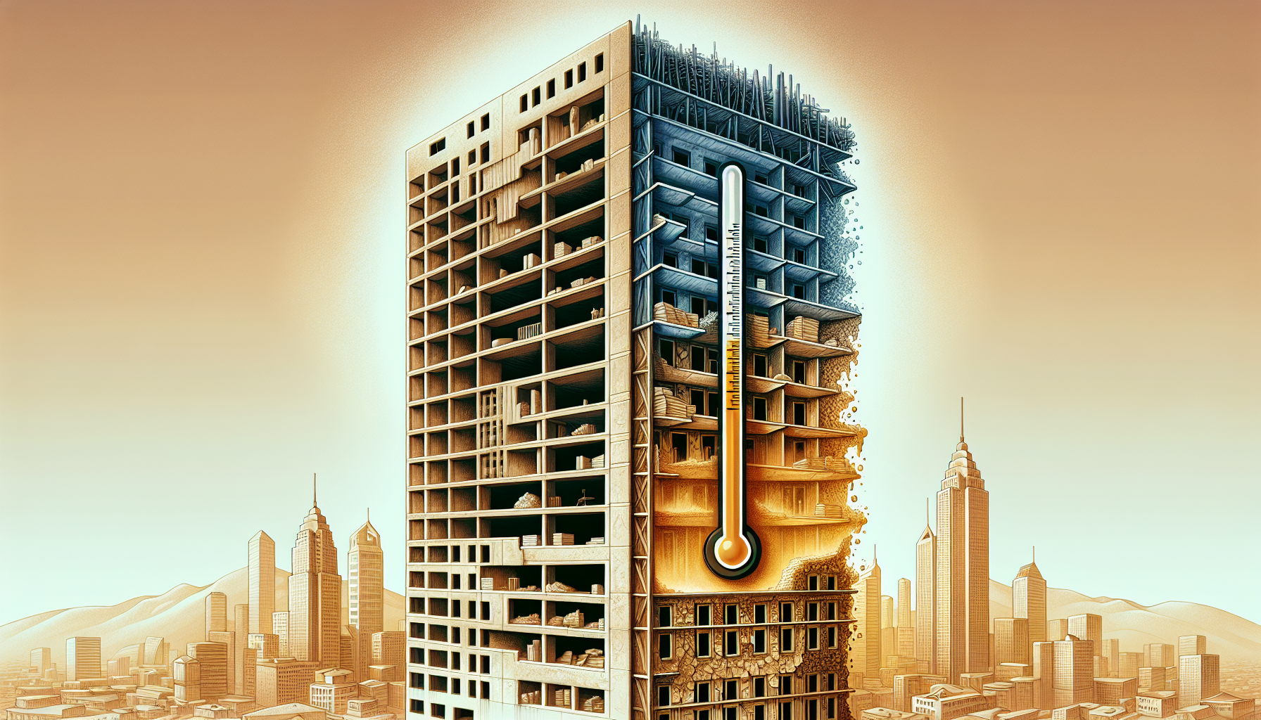 Illustration einer Fassadendämmung bei einem Gebäude