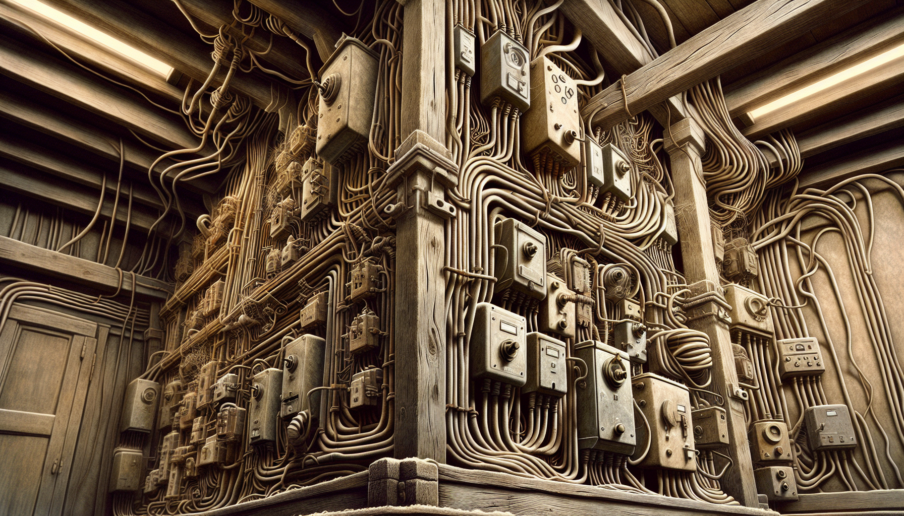 Illustration einer alten elektrischen Anlage in einem Altbaus