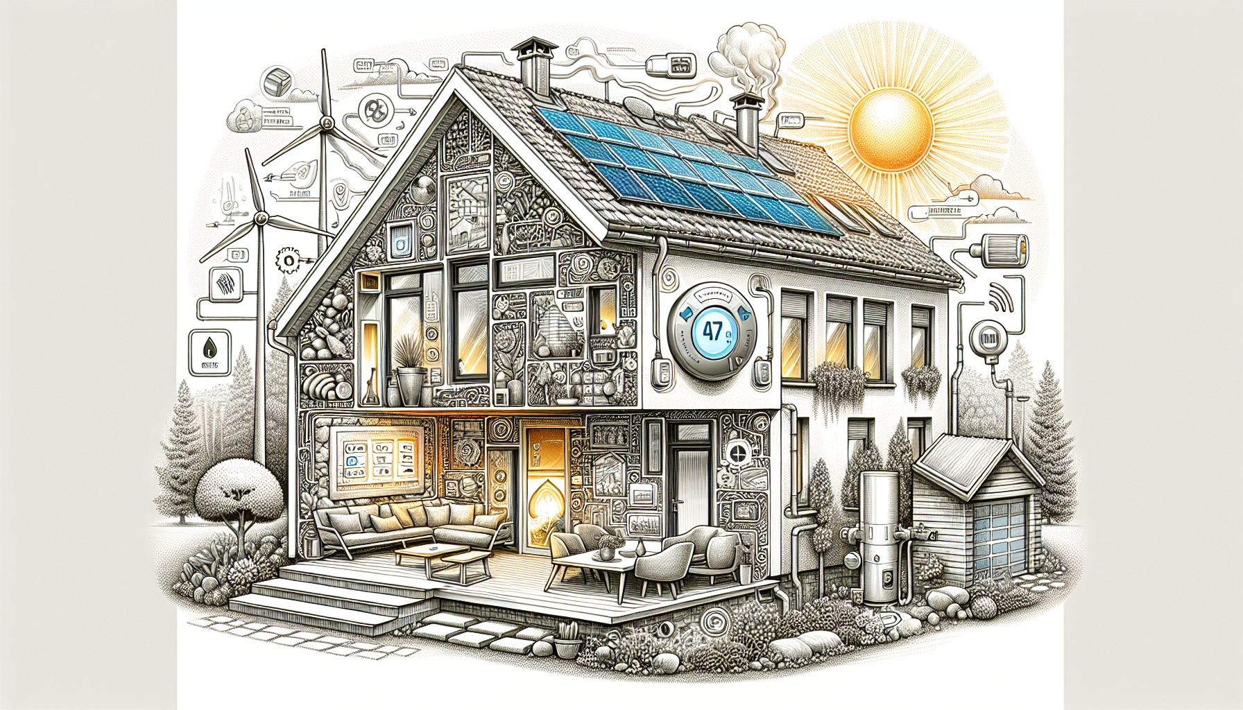 Energiesparmaßnahmen für Ihr Zuhause - Illustration von Energiesparmaßnahmen