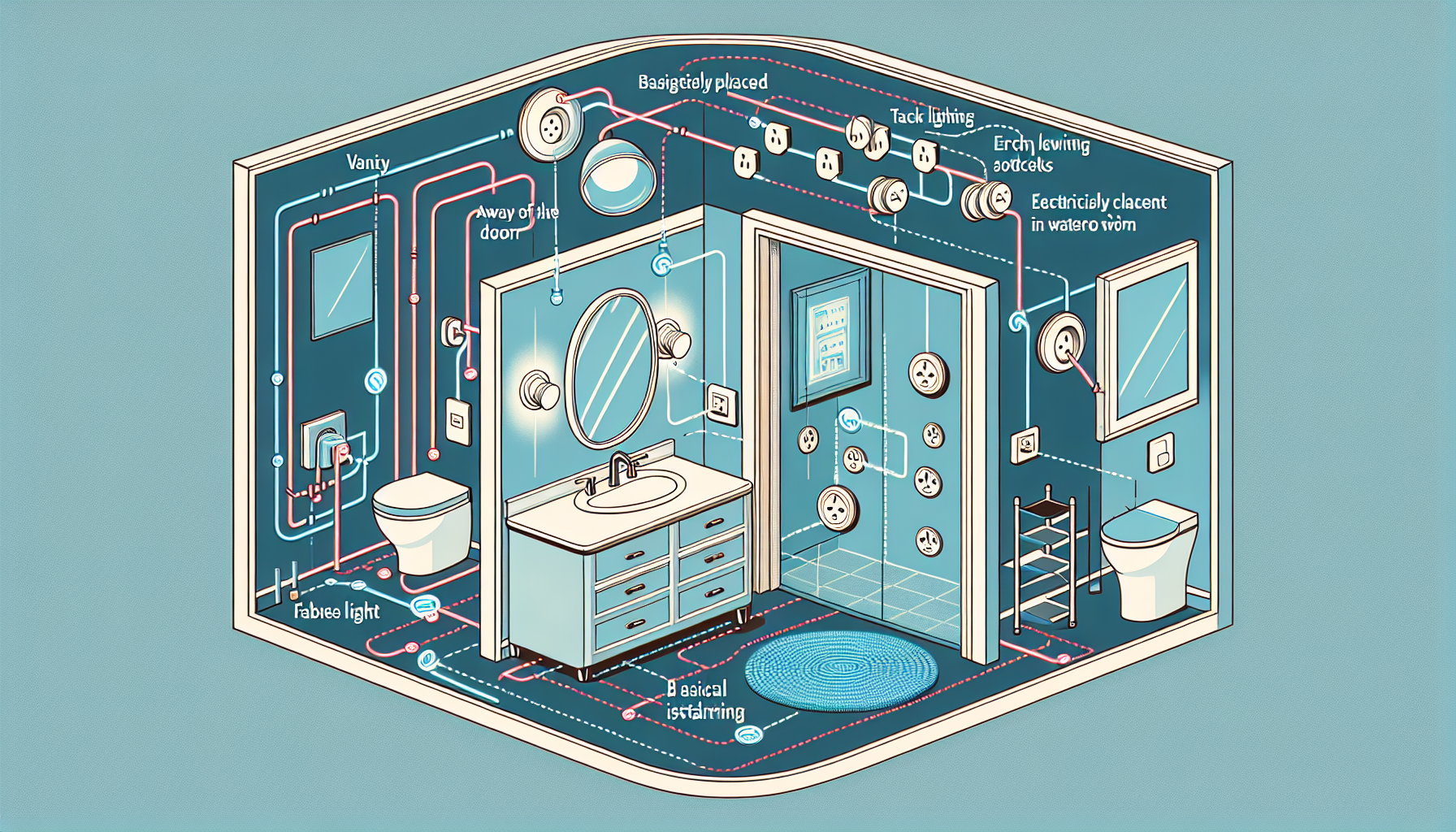 Illustration der Elektroinstallation im Badezimmer