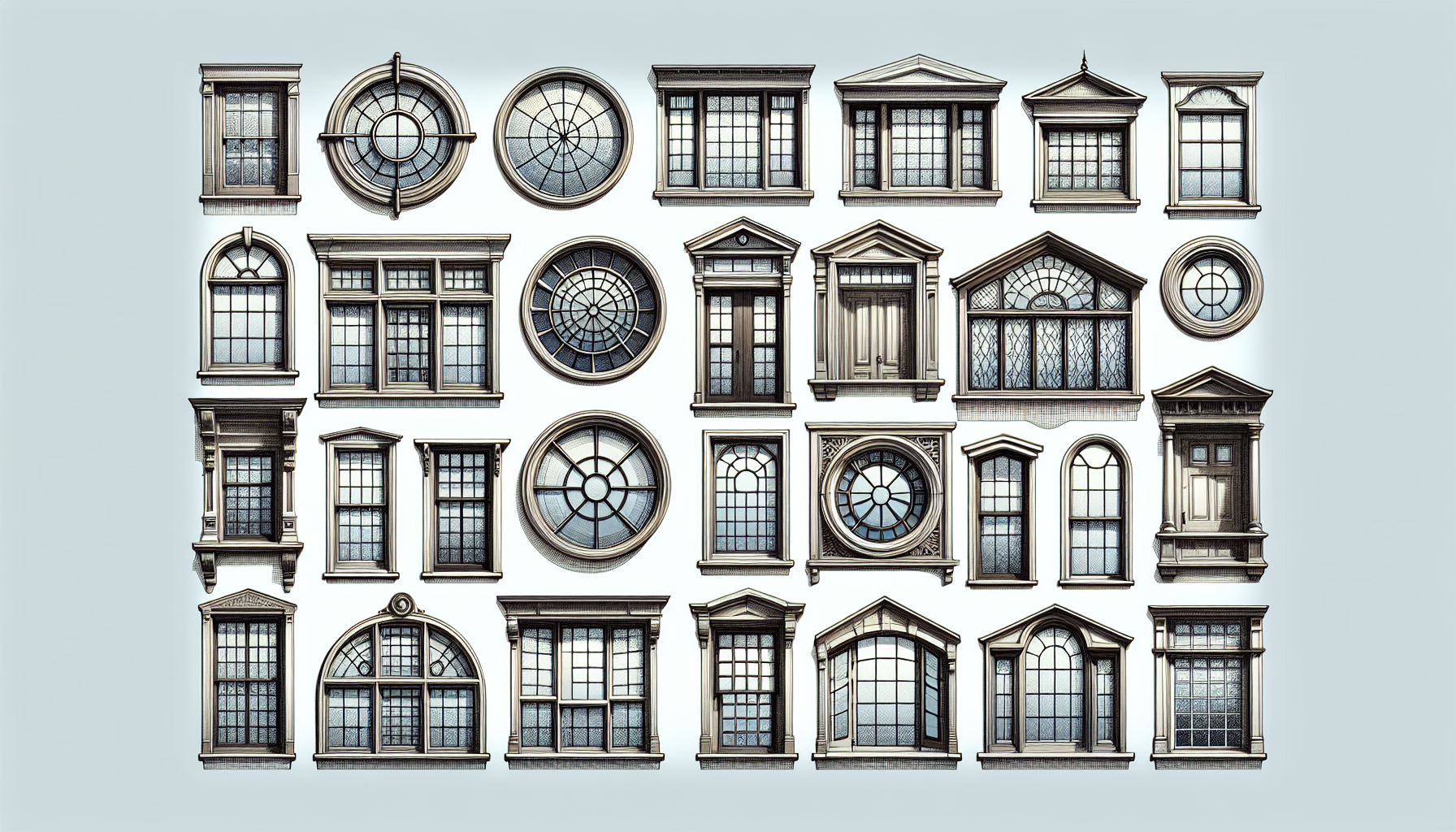 Illustration von verschiedenen Fensterformen und Größen für Dachgauben
