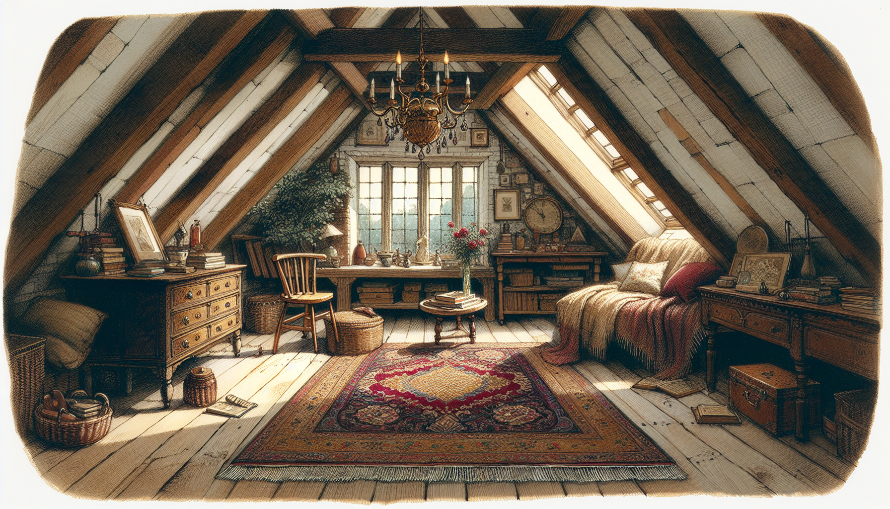 Dekorationselemente für das perfekte Ambiente: Illustration von gezielten Dekorationselementen im Dachgeschoss