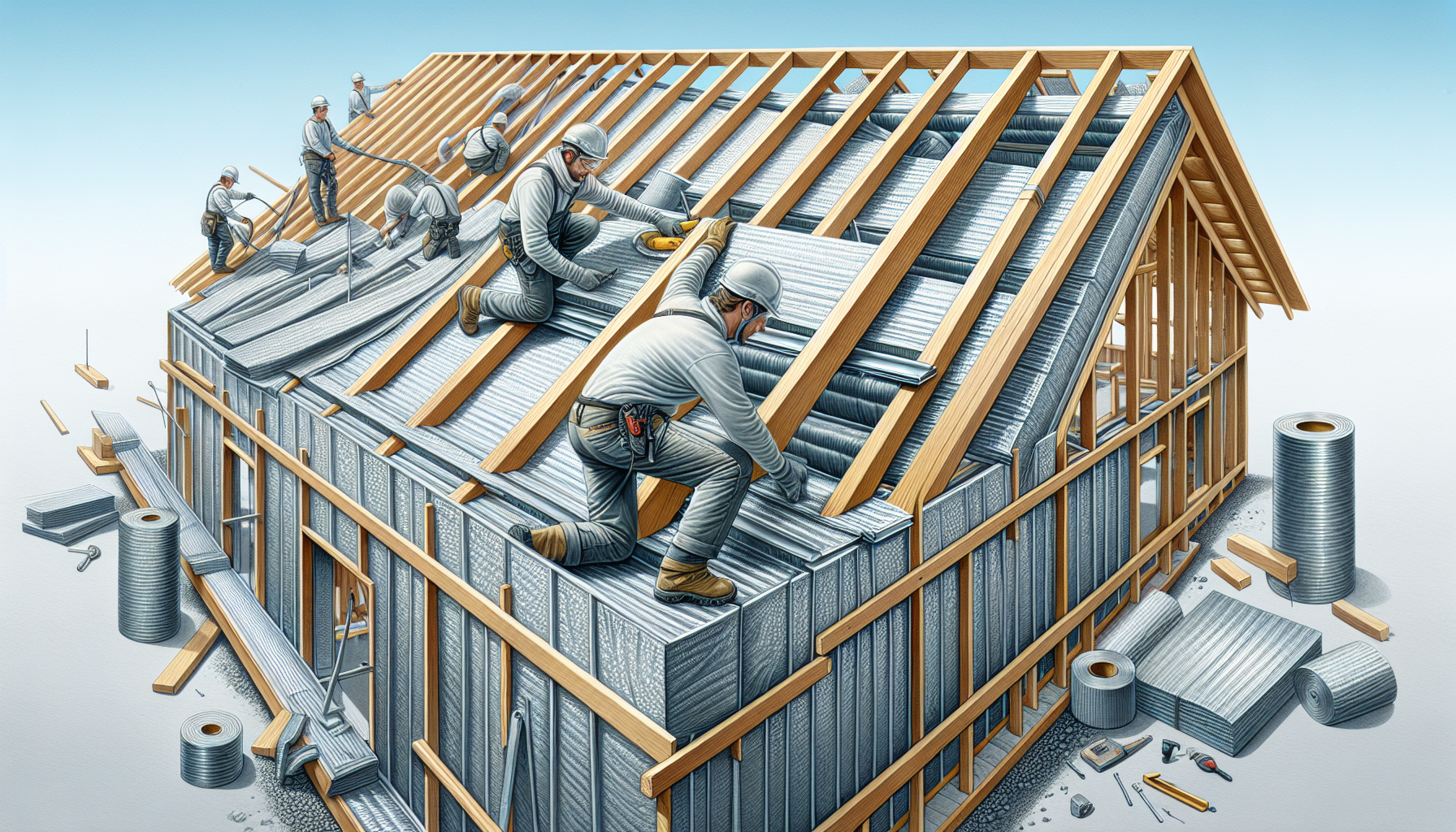 Illustration der Dachsparren mit Aufsparrendämmung