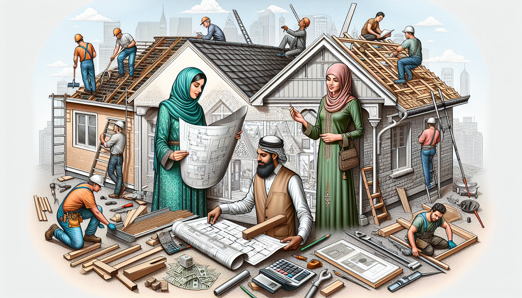 Illustration von Dachsanierungsplanung