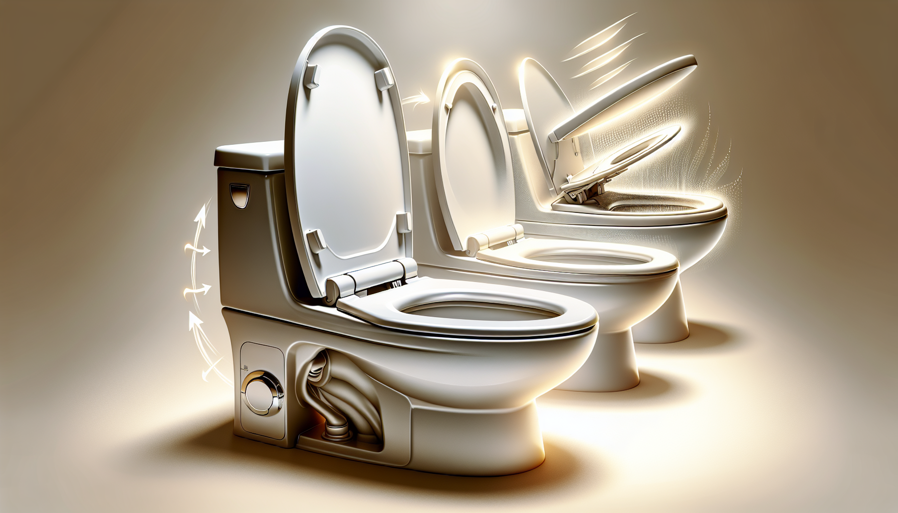 Illustration von Toilettensitzen mit Absenkautomatik und Sitzheizung