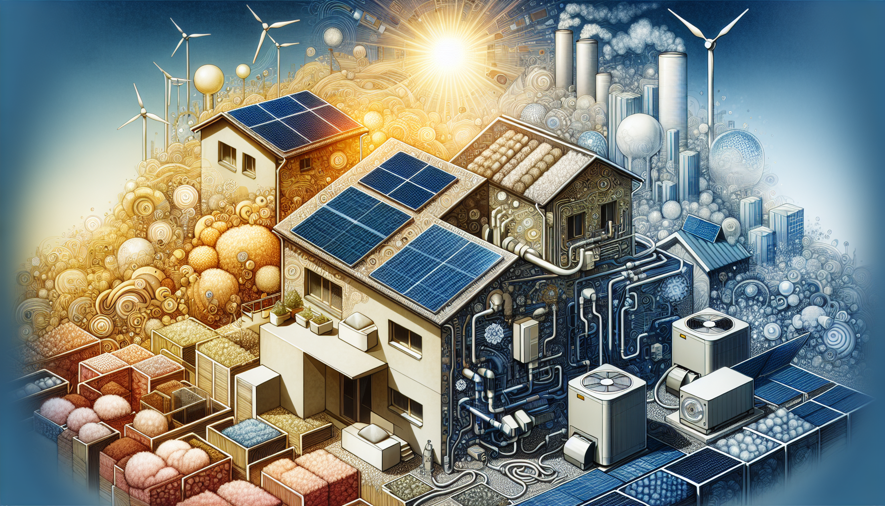 Illustration moderner Technologien in der energetischen Sanierung