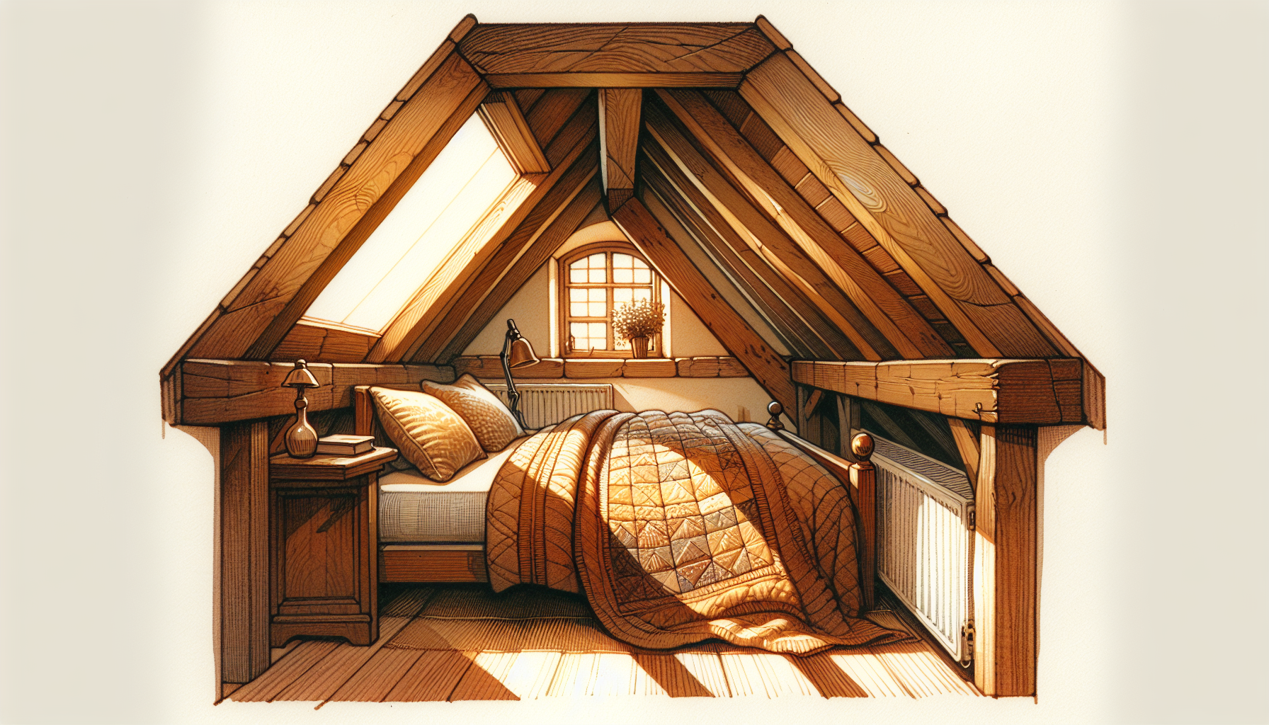 Gemütliches Schlafzimmer unter Dachschräge