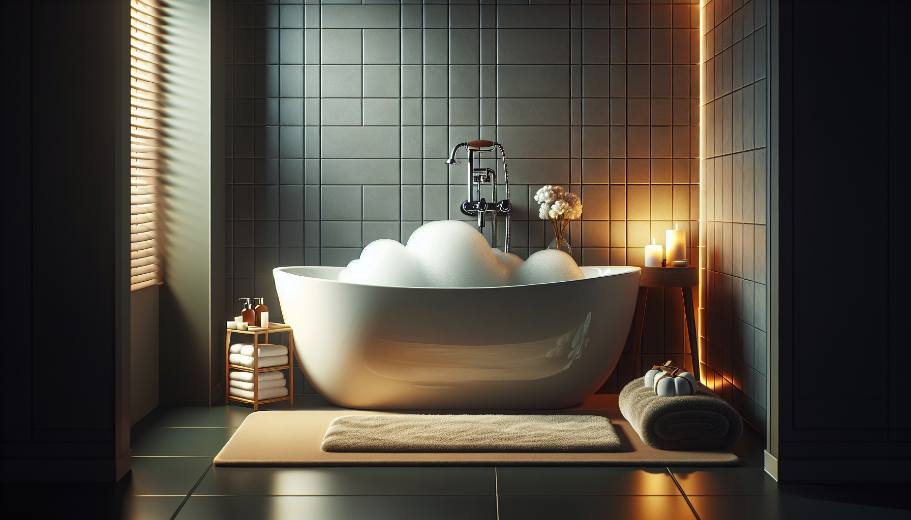 Eine stilvolle kleine Badewanne in einem modernen Badezimmer