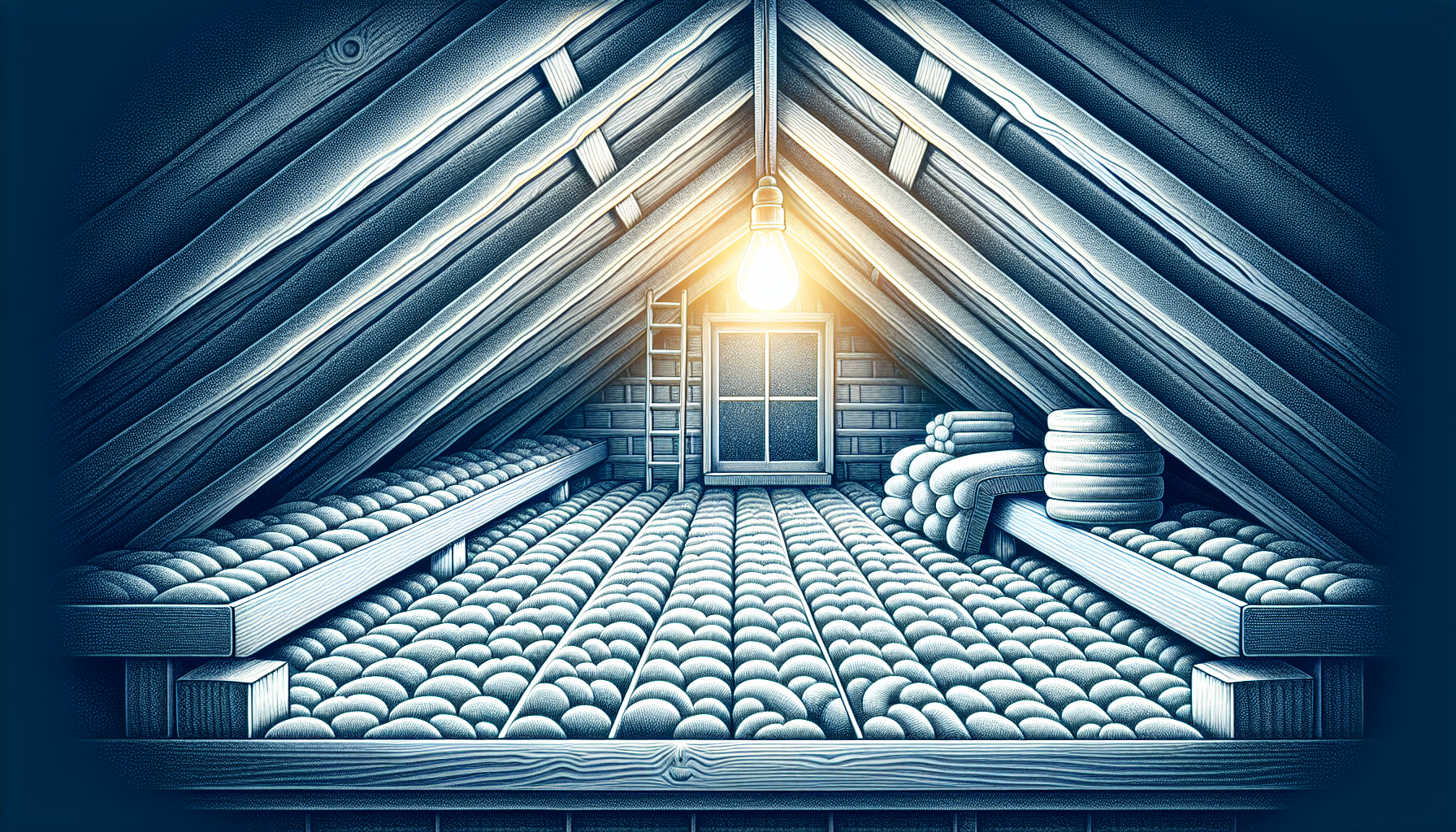 Illustration von einem Dachboden mit Dämmung