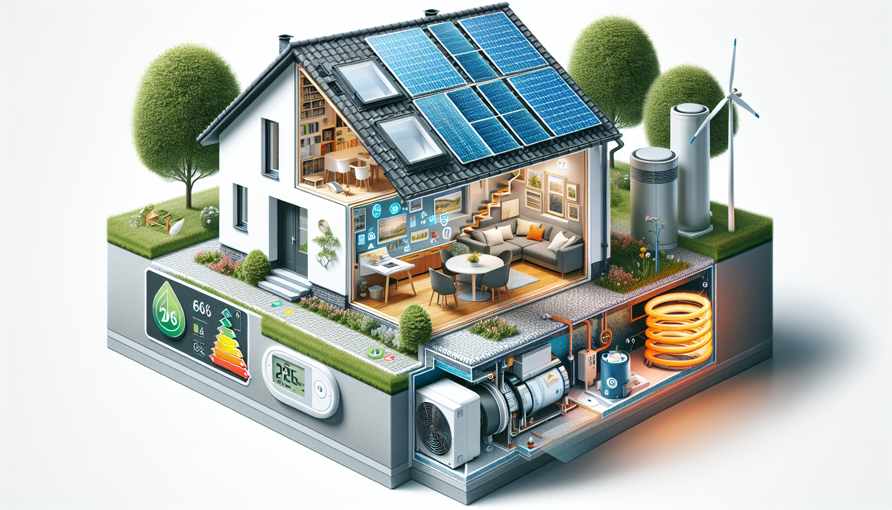Illustration von Technologien für energetische Sanierung
