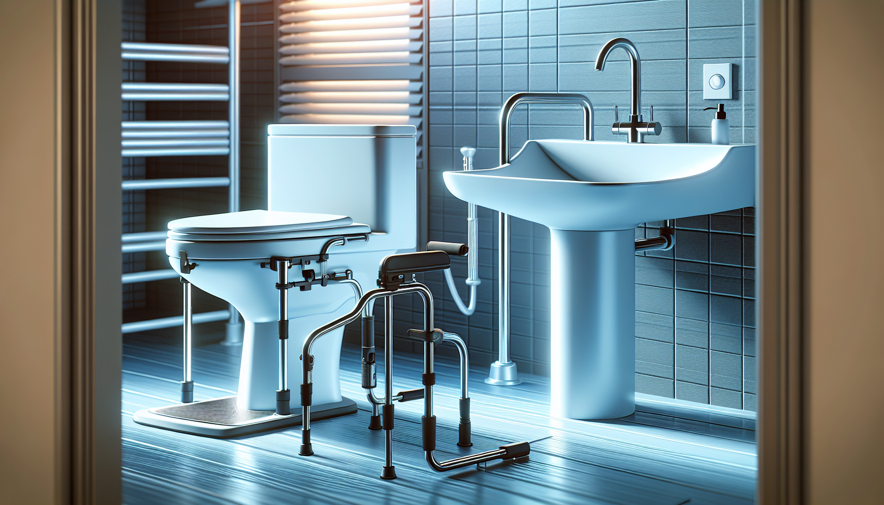 Illustration der Anpassung von WC und Waschtisch für barrierefreies Badezimmer