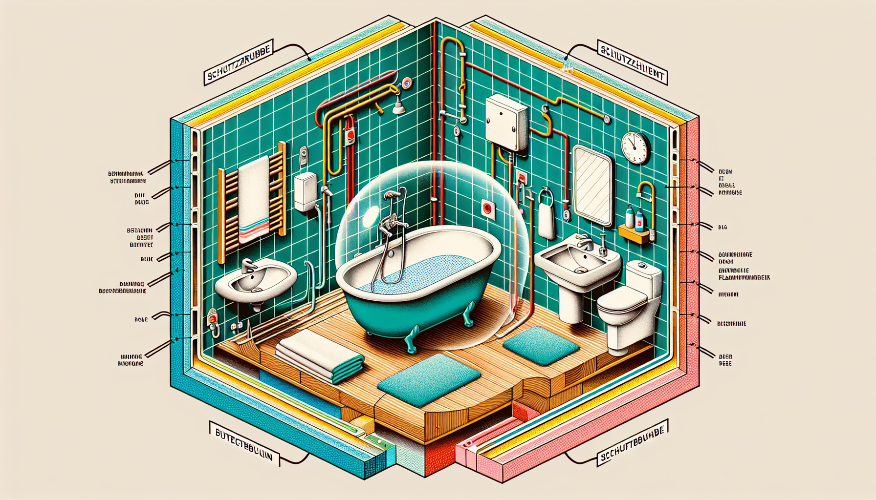 Illustration von Schutzbereichen im Badezimmer