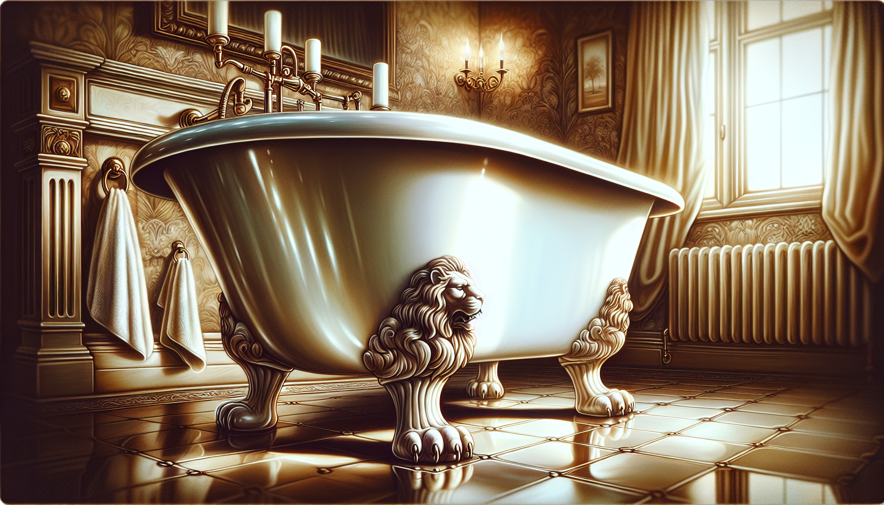 Eine Illustration einer eleganten Retro-Badewanne mit Löwenfüßen
