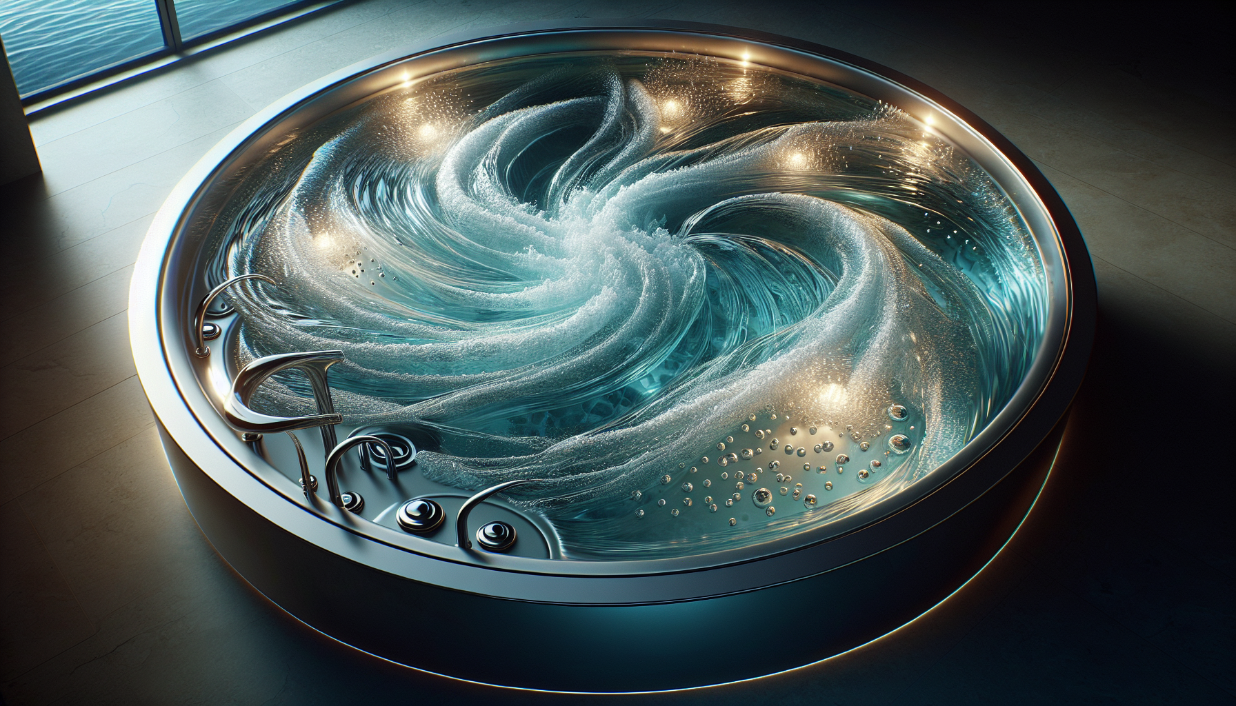 Whirlpoolfunktion in runder Badewanne