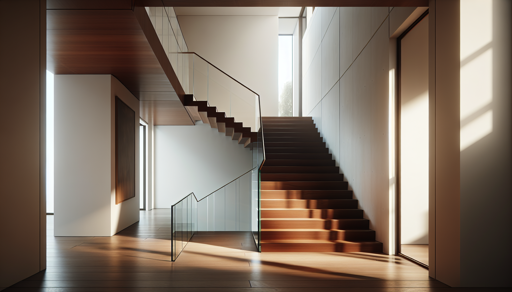 Treppe ins Dachgeschoss mit modernem Design und Geländer