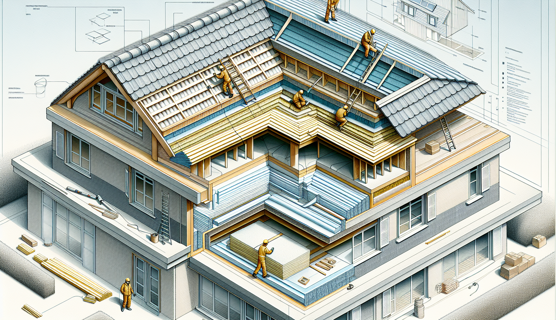 Planung und Ausführung der Flachdach-Aufdachdämmung: Dachgefälle, Dachanschlüsse und Dachfensterintegration