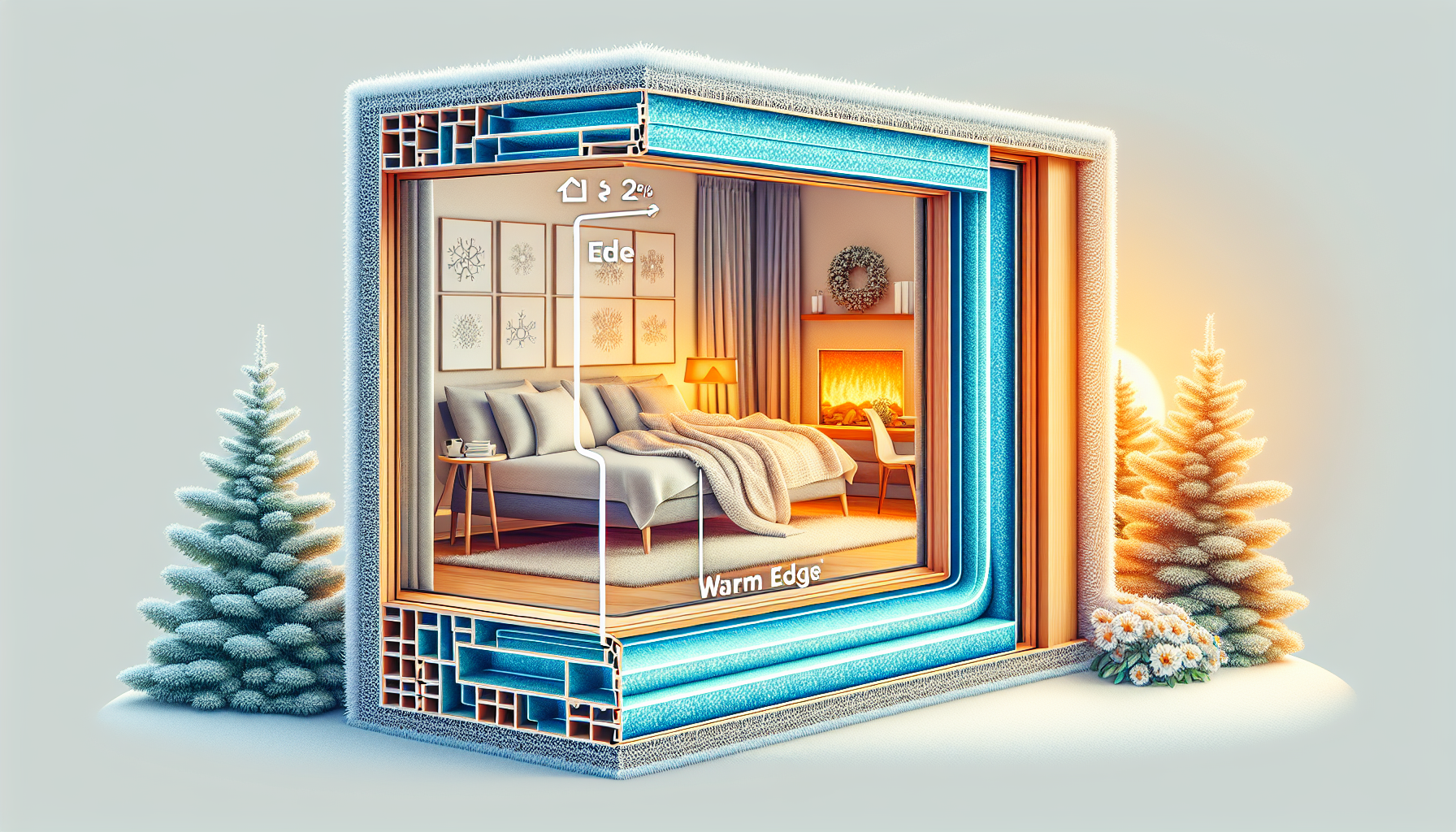 Illustration der warmen Kante im Randverbund des Fensterrahmens