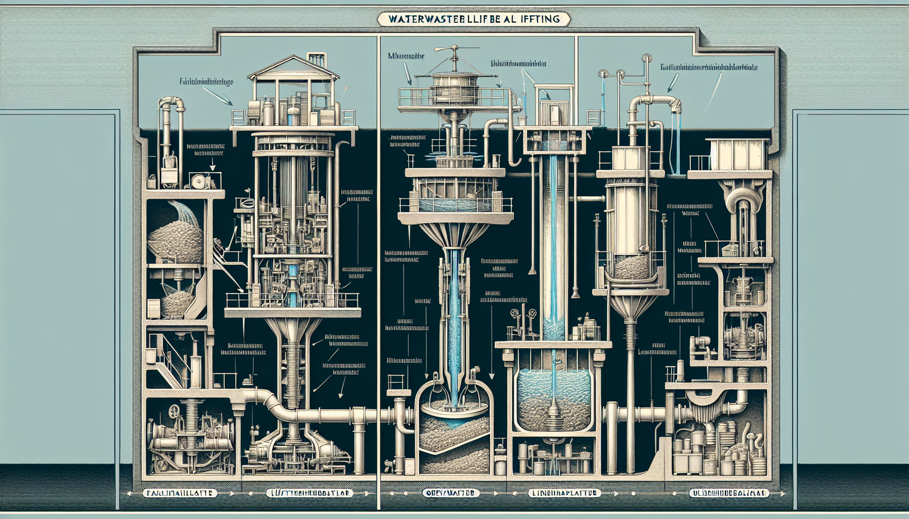 Illustration verschiedener Arten von Abwasserhebeanlagen