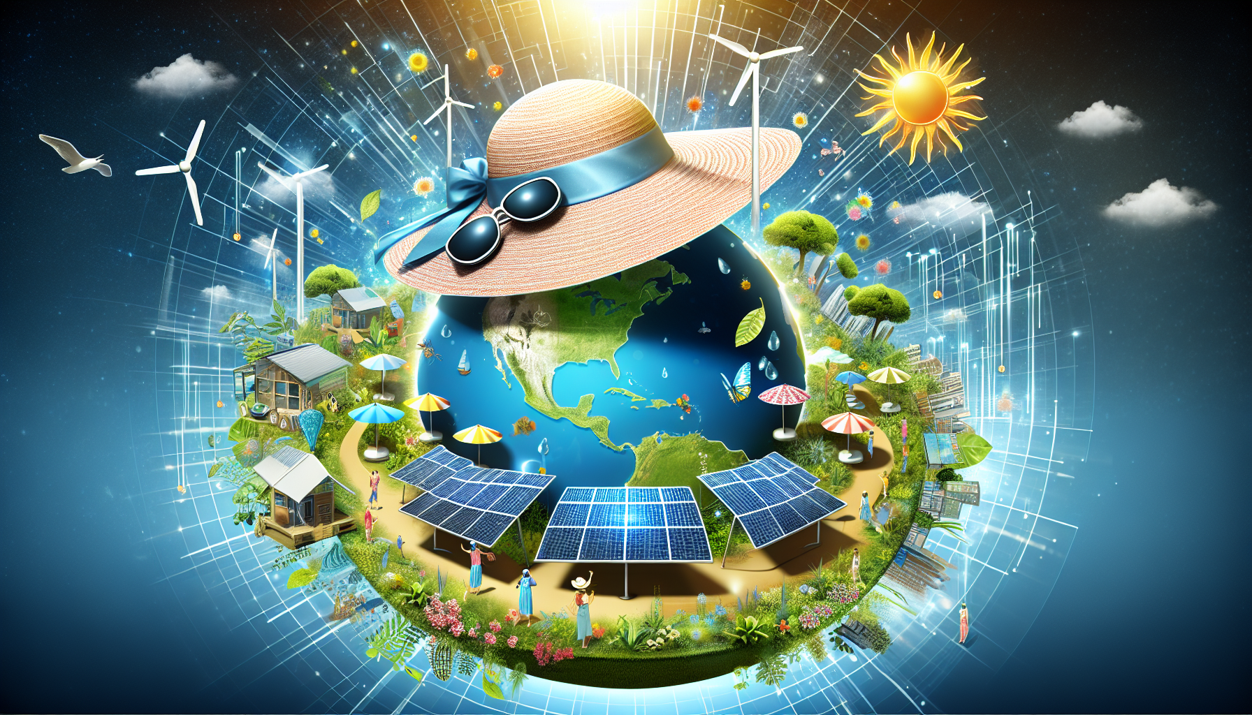 Illustration von Sonnenschutz als Beitrag zum Umweltschutz