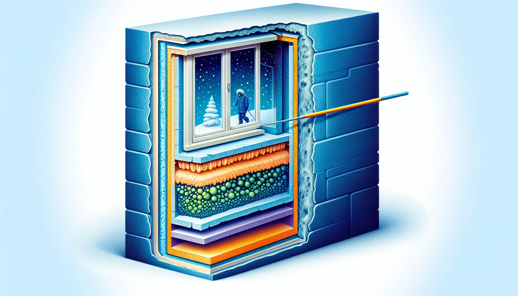 Illustration einer Fensterlaibung mit undichter Dämmung
