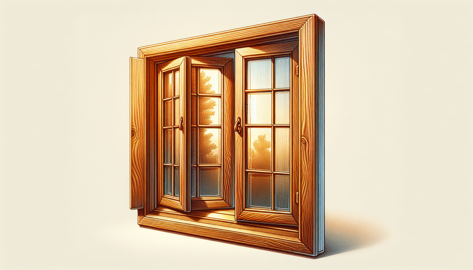 Holzfenster mit 3-fach Verglasung und natürlicher Holzstruktur