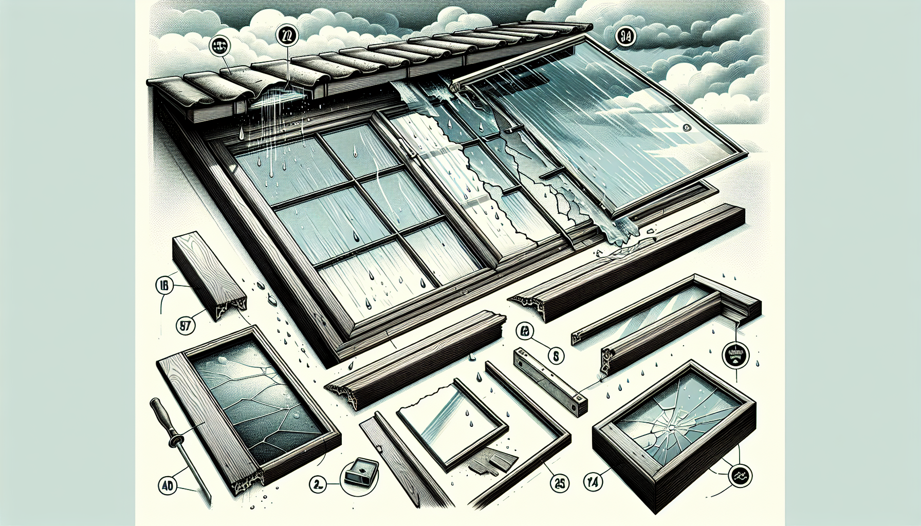 Illustration von typischen Mängeln an Dachfenstern