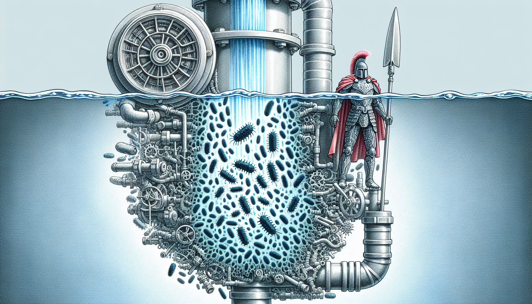 Illustration eines Legionellenfilters in der Wasserleitung